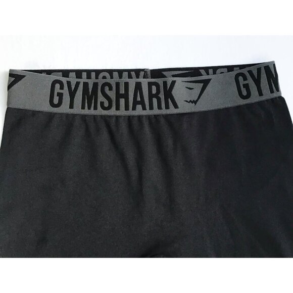 Gymshark Cropped Seamless Leggings Womens M Black Gray Logo Elastic Band Pants - Picture 2 of 6